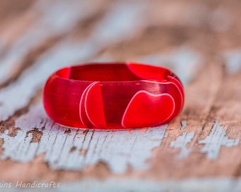 red and white acrylic ring valentines holiday jewelry gift men women wedding engagement band couples - Plastic Wedding Rings red and white acrylic ring valentines holiday jewelry gift men women wedding engagement band couples - Plastic Wedding Rings