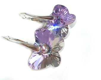 Vitral Swarovski Crystal Butterfly Earrings/925 Silver
