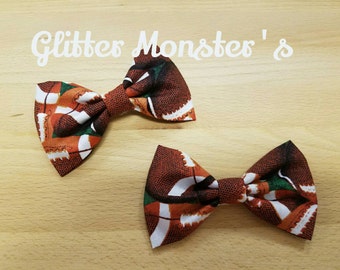 Boys Football Bow Tie in Cotton, Sports Themed Wedding, Ring Bearer Tie, Groomsmen Tie, Graduation Bow Tie, Easter Bow Tie, Clip on Bow Tie