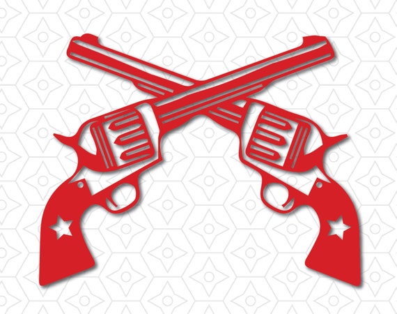 Download Western Revolver Guns Crossed Decal SVG DXF and AI Vector