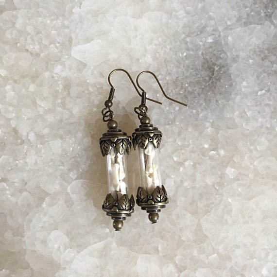 Victorian Brass and Bone Vial Earrings
