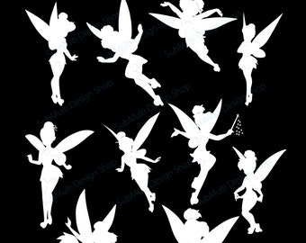 10B + 10W Tinker bell / tinker bell silhouette / tinker bell clipart / tinkerbell / tinkerbell vector file / High Quality / SVG / EPS / PNG