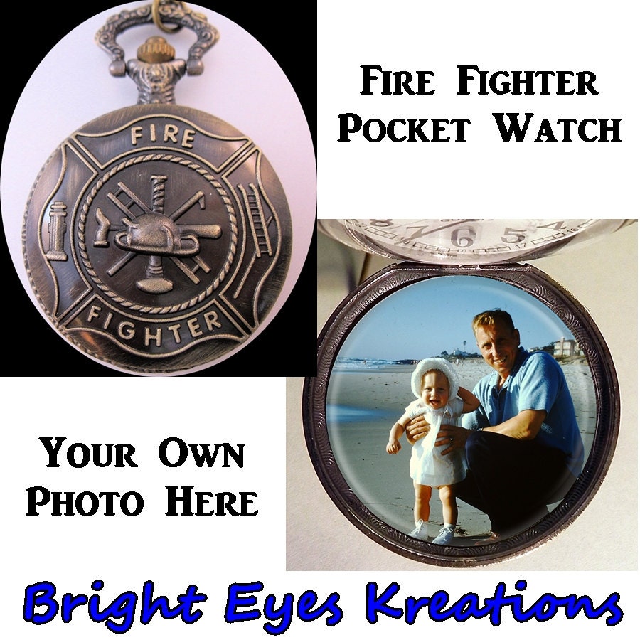 Personalized Fire Fighter Fireman Fire Dept. Pocket Watch with