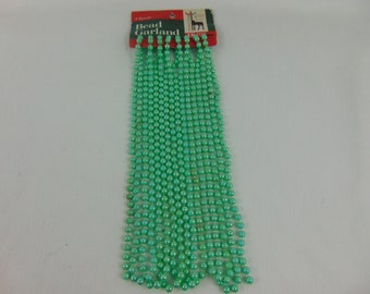 1980's 18 Feet of Green Beaded Garland-New old-Decorum-Collectible-Usable-Vintage