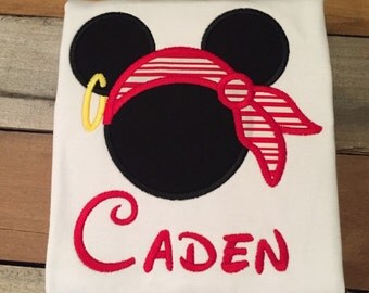 Mickey Mouse pirate shirt, mickey pirate, Mickey Mouse applique, Mickey Mouse head, disney pirate shirt, Mickey Mouse, SSD-73