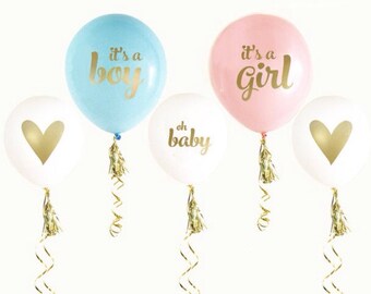 GENDER REVEAL balloons-set of 6-It's a Boy, It's a Girl balloons, baby shower balloons, gender reveal baby shower
