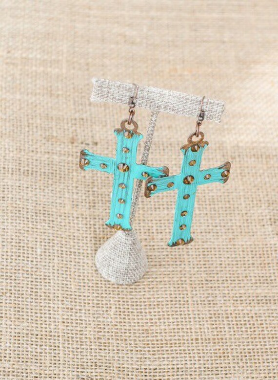 Cross earrings by JandLjunkinthetrunk on Etsy