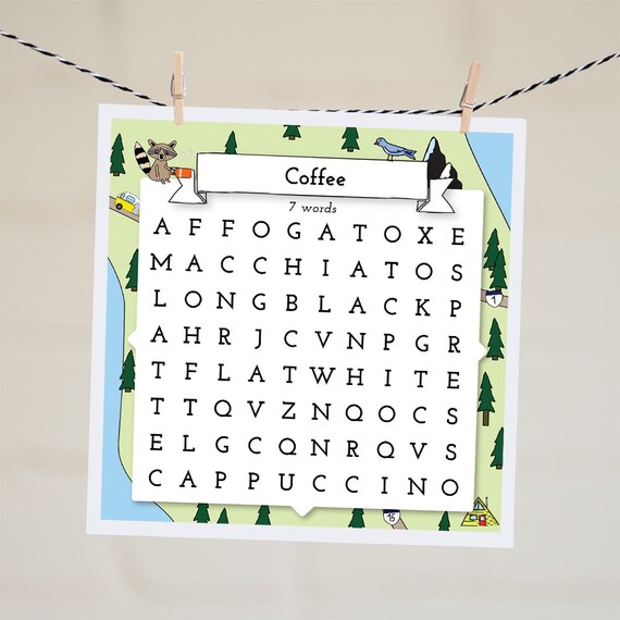 Coffee Word Search Card Card for Best Friend Coffee Lover