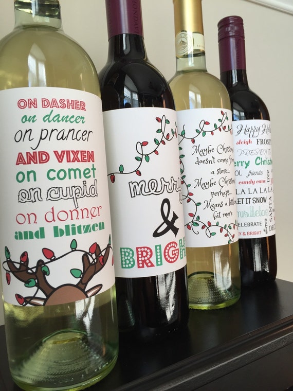Christmas wine labels