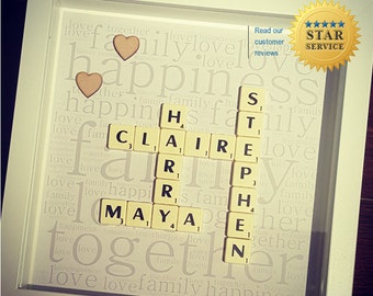 scrabble word gifts, scrabble gifts, scrabble wall art, scrabble mr and mrs, scrabble, scrabble art frame, scrabble letters, scrabble art