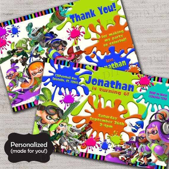 Splatoon Birthday inviteSplatoonSplatoon by DIYpartyprint on Etsy