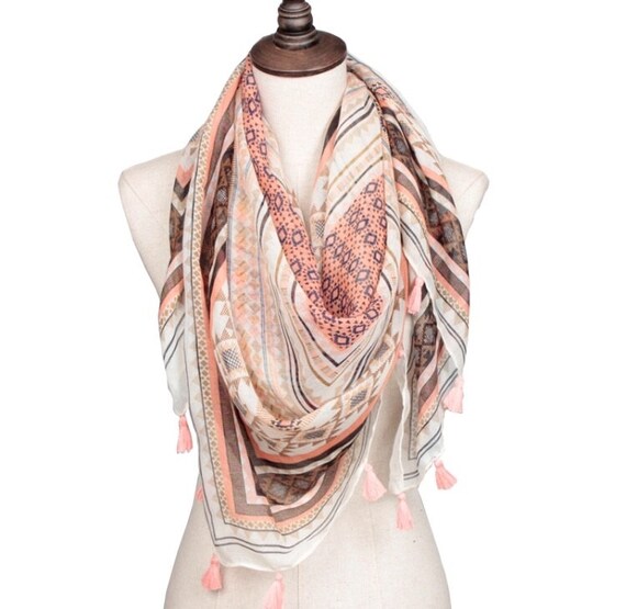 Scarves with tassels Scarf with tassel Summer scarf by AboutTheFit