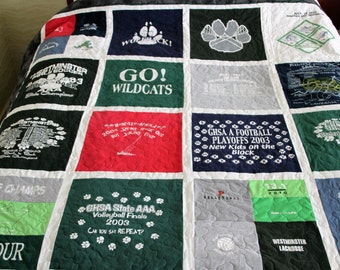 DOUBLE SIDED Tshirt Quilt-Custom made from YOUR Tshirts (deposit)