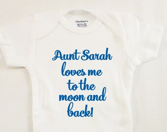 Baby Onesie Gift - Aunt Onesie - Gift for Aunt - Aunt Loves Me - Moon and Back - Baby Shower Gift - Personalized Onesie - Gifts for Aunts