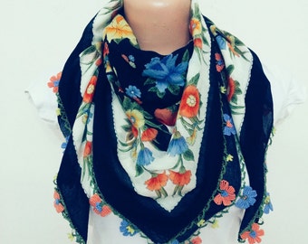 Handmade Turkish Yemeni Scarf / Birthday Gift For Her / Morher's Day Gift / Handmade Cotton Scarf/ Fashion Woman Accessorries/ Crochet Scarf