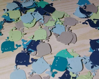 baby shower confetti, nautical baby shower, whale confetti, whale table decorations, nautica party, die cut whale, baby whale confetti