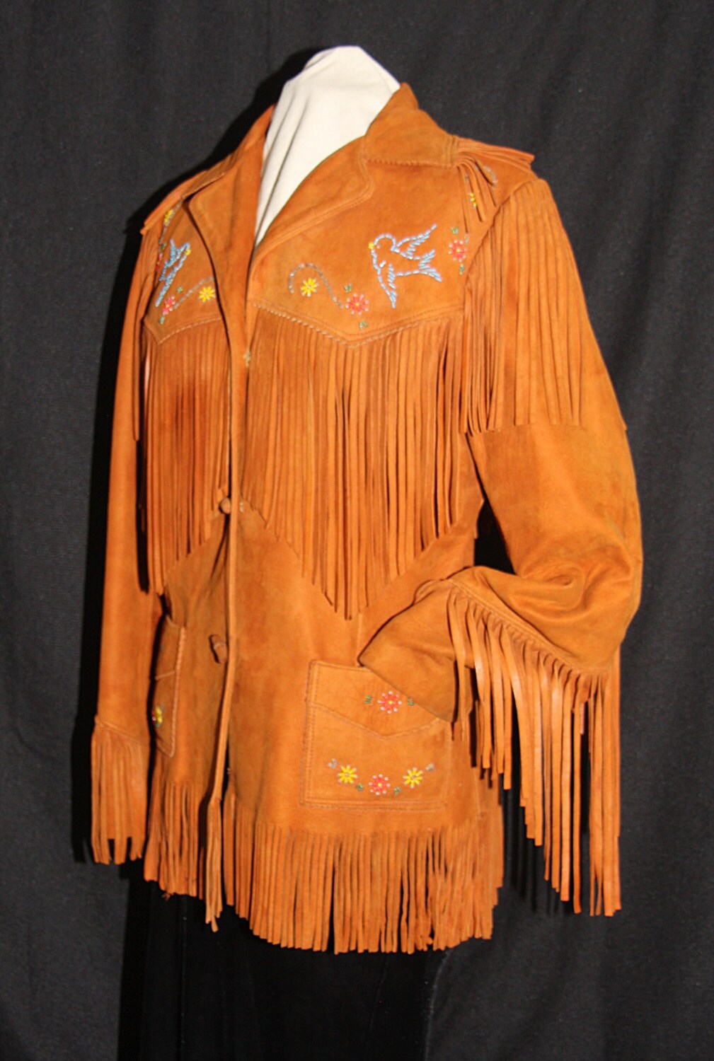 SALE! Vintage 50's Handmade Deerskin Chris Line Original Fringed Beaded Jacket
