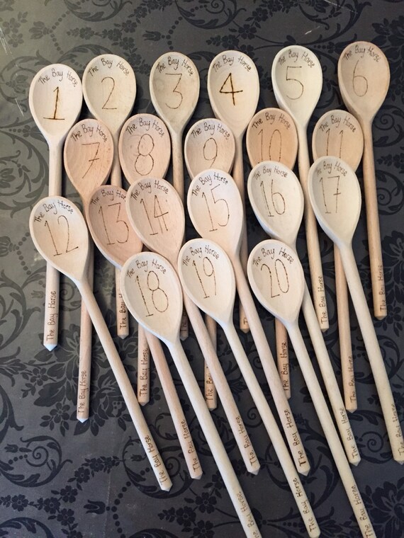 Personalised wooden spoon table numbers 120
