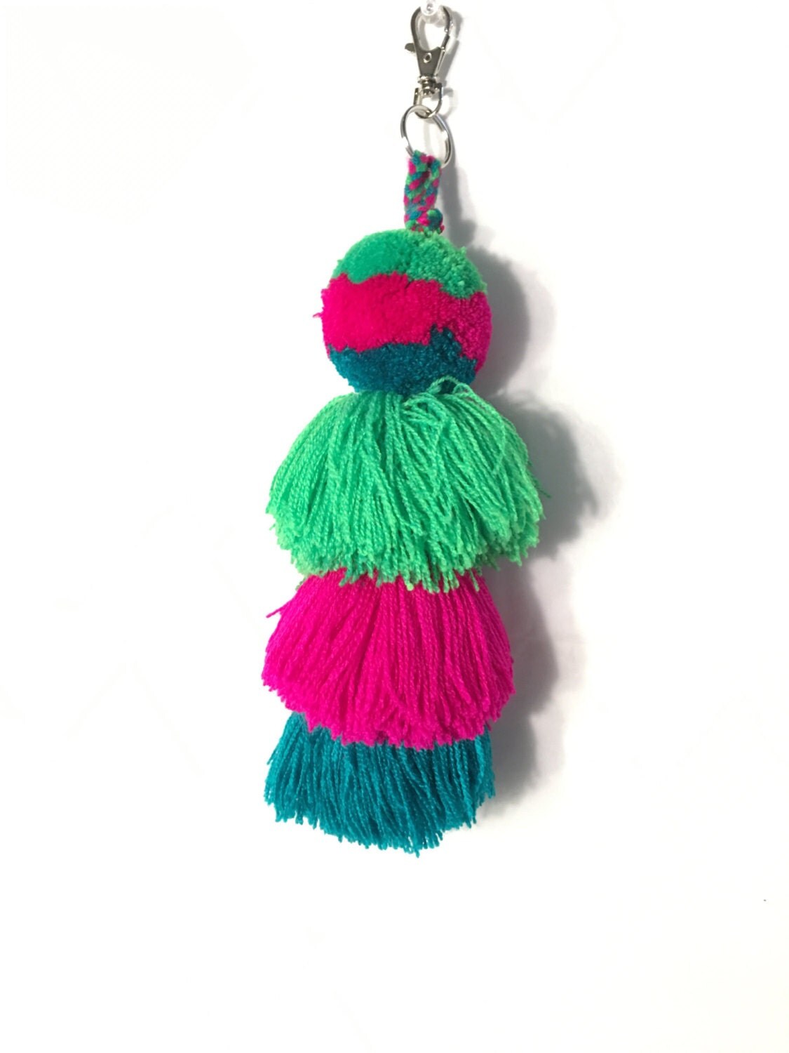 Yarn Keychain and Tassel PomPom / Mexican Crafts / Bag Tassel