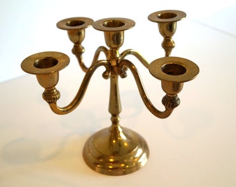 Vintage brass candelabra 5 arms candle stick holder Brass candelabra, French candleholder Table centerpiece Mantel decoration Candle holder