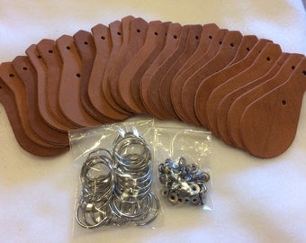 Leather Key Fob Kit 25 pack dark oak.