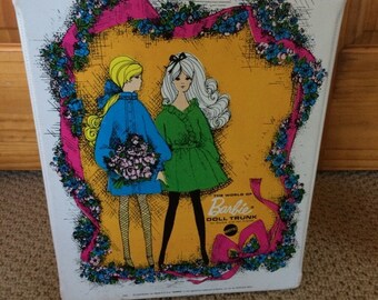 Vintage 1968 White Barbie Doll Trunk - Collectable Mattel 1960's Plastic Toy Case Accessory Carrier - Luggage Storage Container