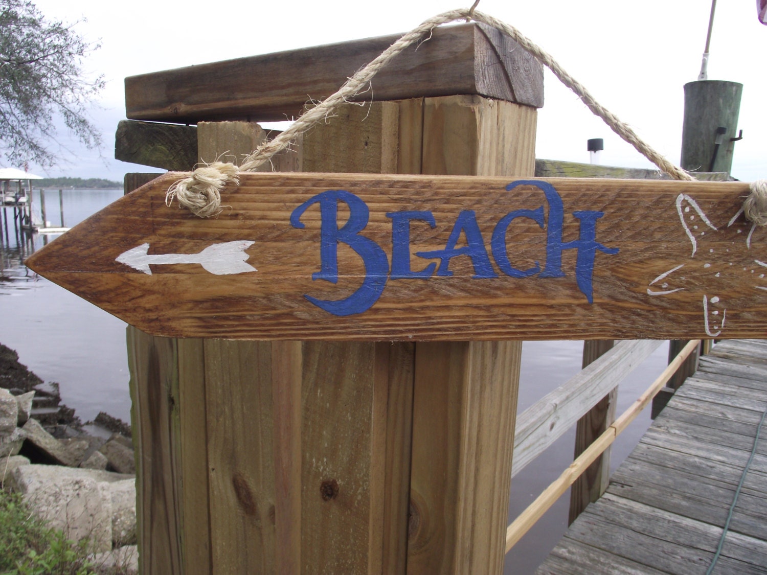 Beach Arrow sign Outdoor beach sign Beach by DoolittleWoodArt