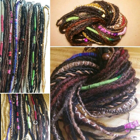 Items similar to colorful boho Dreadlock Clip in Synthetic Extensions