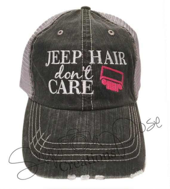 Jeep Hair Don't Care Trucker Hat Hot Pink Jeep Grill
