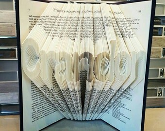 Folded Book Art, Book Folding, Small Font, Fold Book Art, Custom, Personalized, Unique Gift ,Choose your own Name/Word