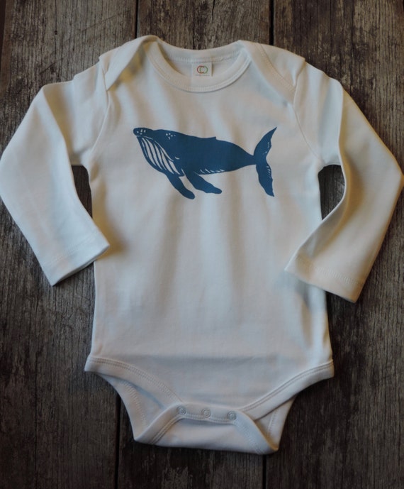 Whale onesie bodysuit Long sleeve white onesie with whale