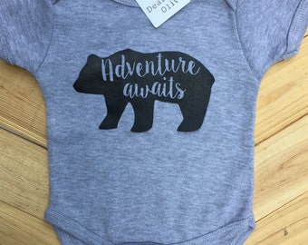 Adventure Awaits Baby Boy Bodysuit, Baby Shower gift, Baby Gift, Baby Boy clothing, Baby Boy Clothes, Trendy Baby Boy, Adventure Baby Boy