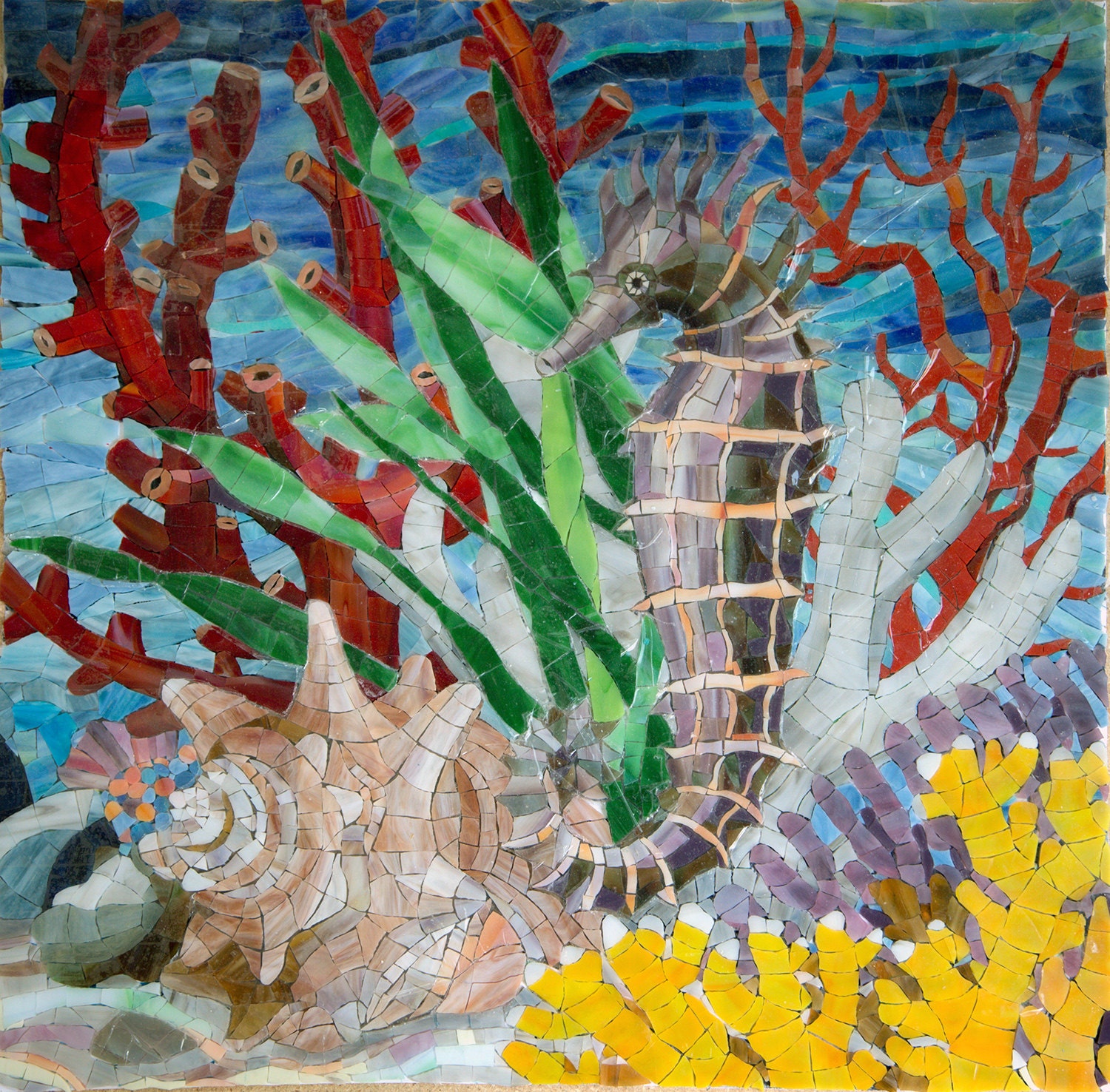 Seahorse mosaic seahorse underwater mosaic by KaleenaMosaicArt