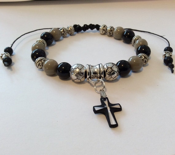 Mens adjustable leather skulls and cross by Nkscrystalcreations