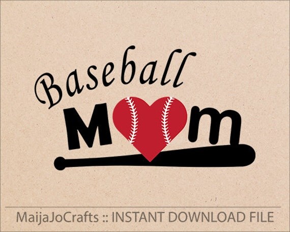 Download Baseball mom svg cutting file dxf file Baseball heart instant