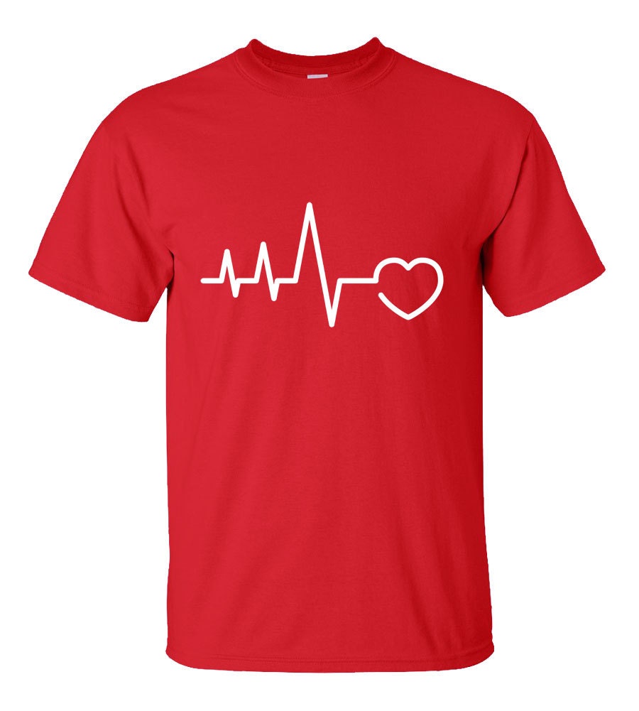 EKG Heart T-Shirt 100% Cotton TB448 by WishPrints on Etsy