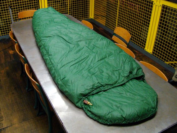 The North Face Brown Label Chamois Vintage Sleeping Bag 1975 Goose Down Filled Mummy Bag Green - Free US Shipping! Wider Super Light