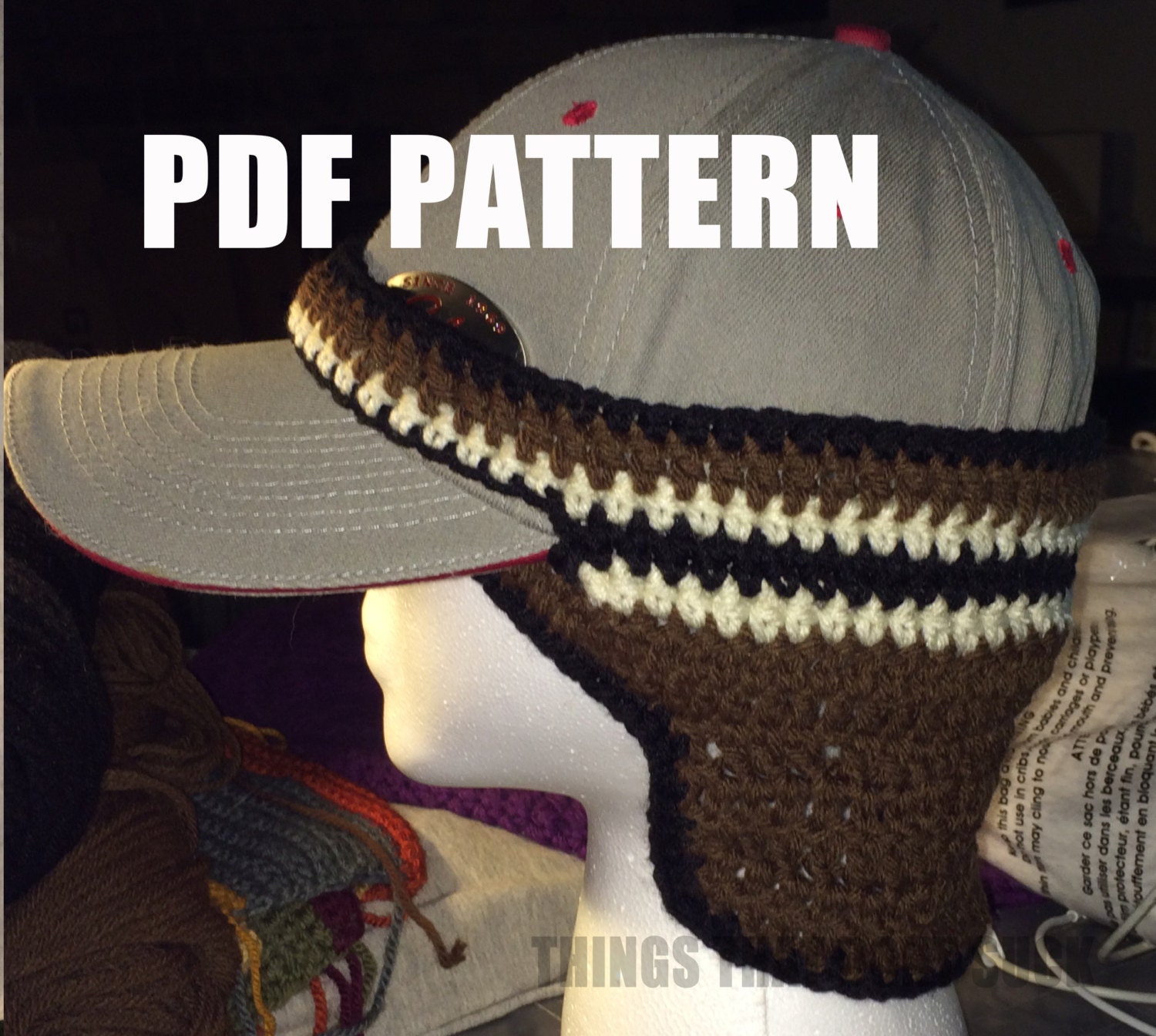 Ball Cap Earwarmer Crochet Pattern PDF Dowload