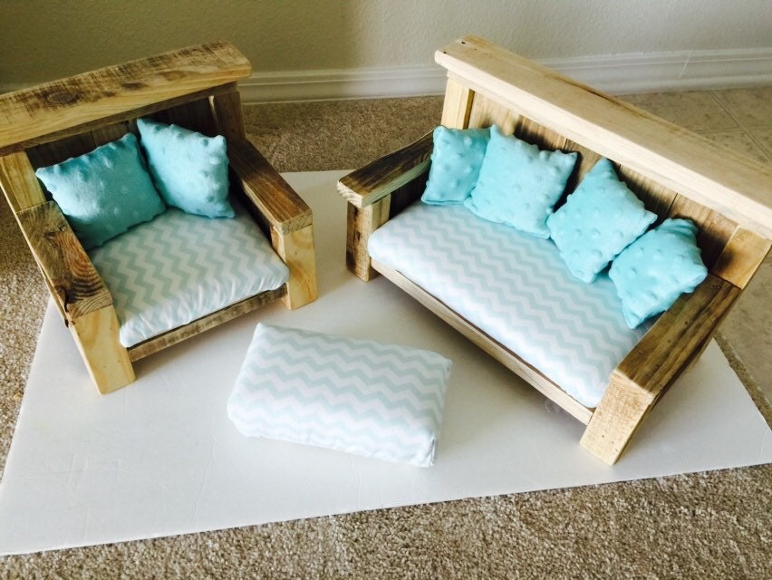 American Girl Size Couch Chair and ottoman