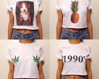 Custom White Crop Top Adult T-Shirt Cute Short Sleeve Personalized Tee Text & Photo Your Image Midriff Top