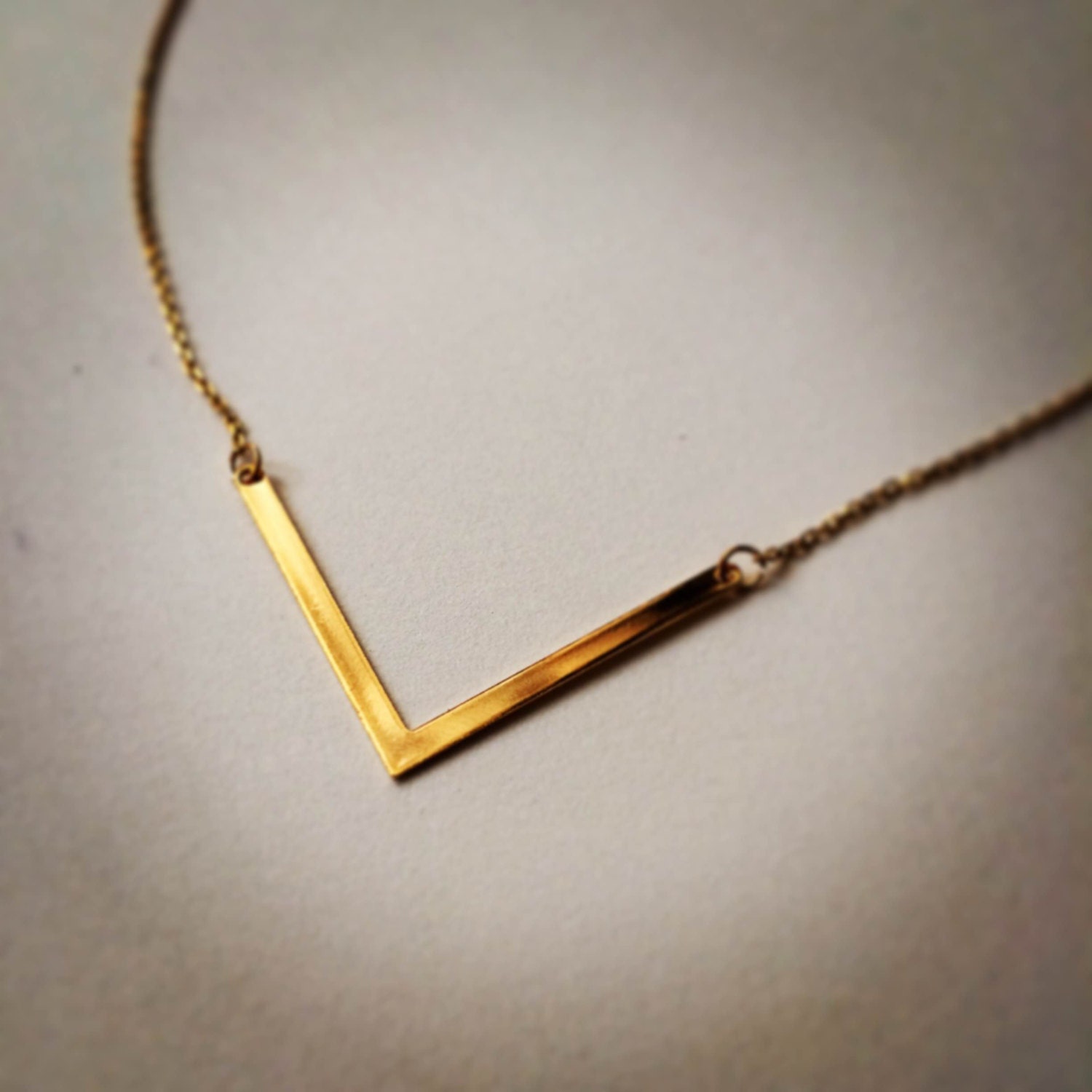 Gold Chevron Necklace Gold Long Necklace V Necklace