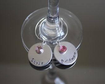 Personalised Wine Glass Charms with Swarovski Channel Set Birthstone