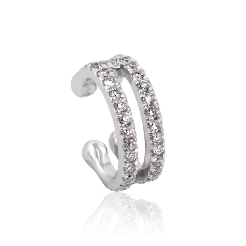 Double ear cuff white gold helix diamond ear cuff white