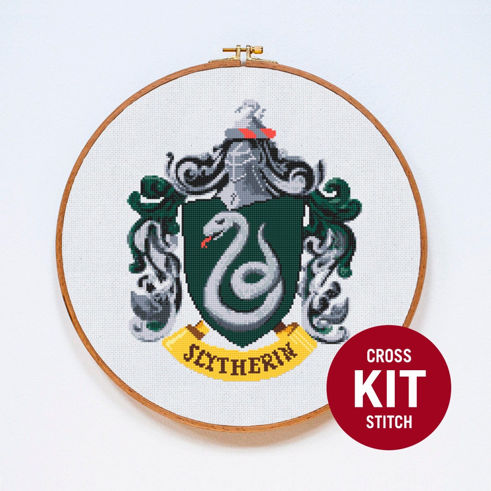 Slytherin Cross Stitch KIT Harry Potter Cross by Stitchering