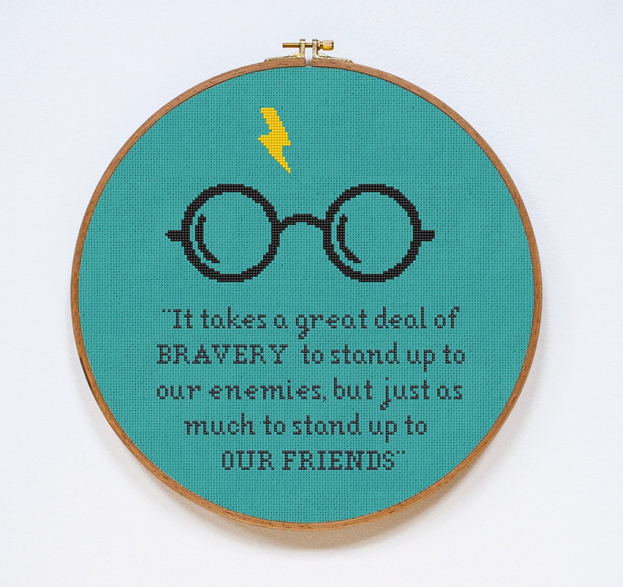 Harry Potter Cross Stitch Pattern Bravery Quote Cross Stitch