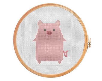 Counted cross stitch pattern Funny pig. Cute animal. Modern cross stitch. Easy cross stitch. Point de croix. Free cross stitch guide.