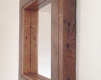 Mirror - Rustic Mirror - Glitter Mirror - Barnwood Mirror - 17 x 17 Mirror - Reclaimed Mirror - Childrens Room Mirror