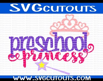 Preschool Princess School Design, Back To School, SVG, Eps, Dxf Format, Cutting Files For Cricut Cameo, Preschool Princess Cutting File