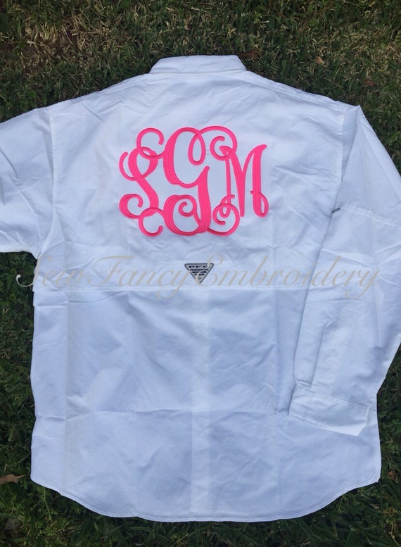 Items similar to Monogram Fishing shirt, Bridesmaid shirts, Bridal Party, Columbia Fishing Shirt 