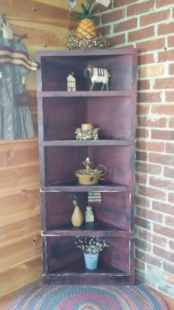 Items similar to Large Corner Shelf Rustic Primitive on Etsy